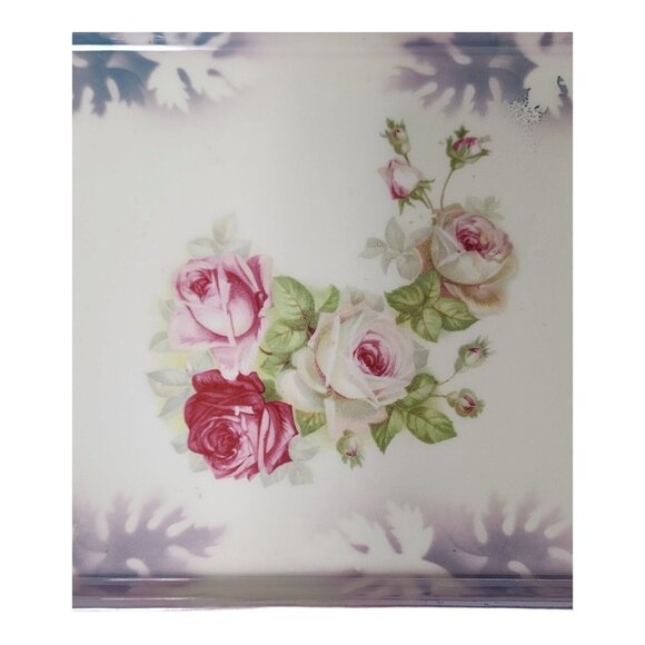 German Lusterware Floral Jewelry Tray 10" Pink Roses Dresser Top Victorian Flora - Picture 4 of 7